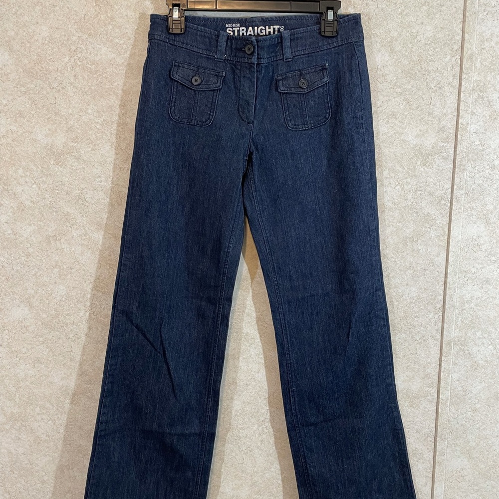 New York & company sz 2 mid rise Straight Leg dark denim Jeans
